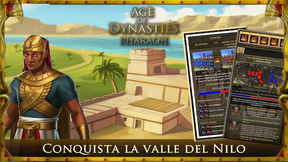 Schermata di battaglia di Age of Dynasties datata inverno 1734 a.C. con l'avviso «Siete in stallo»