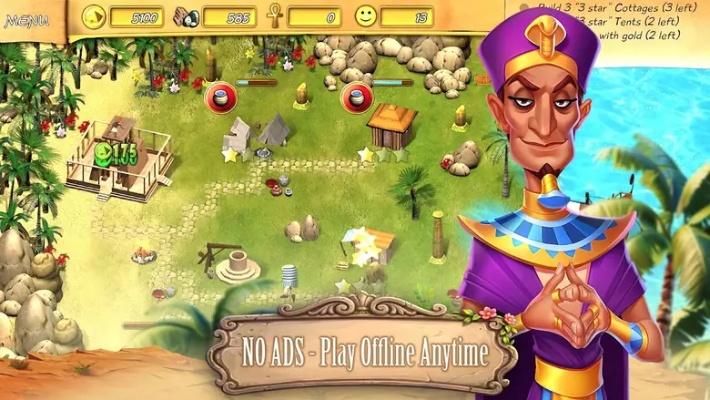 Riquadro promozionale di Fate of the Pharaoh con la scritta «No ads – play offline anytime»